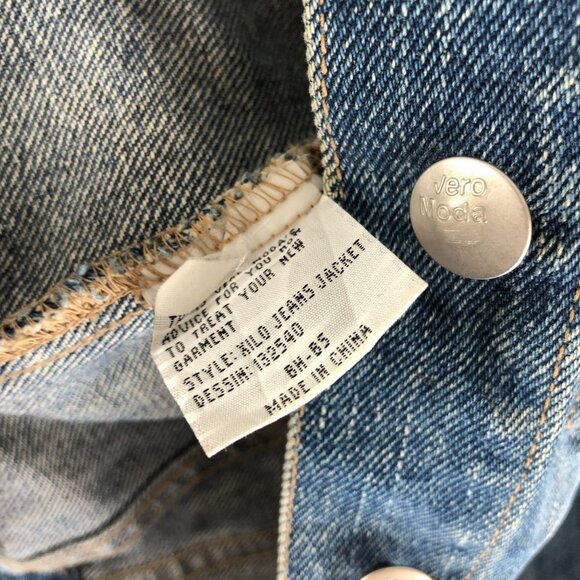 Vero Moda Womens Denim Jacket Vintage Retro Trucker Medium Wash Fading US M - Picture 5 of 5